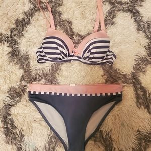 Striped bikini swimsuit
